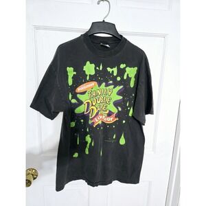 Vintage Nickelodean T Shirt size Large Family Double Dare Live Tour 1994 90's